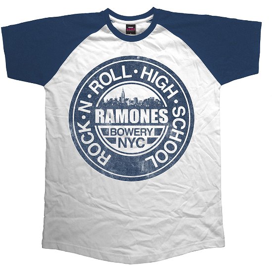 Cover for Ramones · Ramones Unisex Raglan T-Shirt: Bowery NYC (T-shirt) [size S] [Blue, White - Unisex edition]