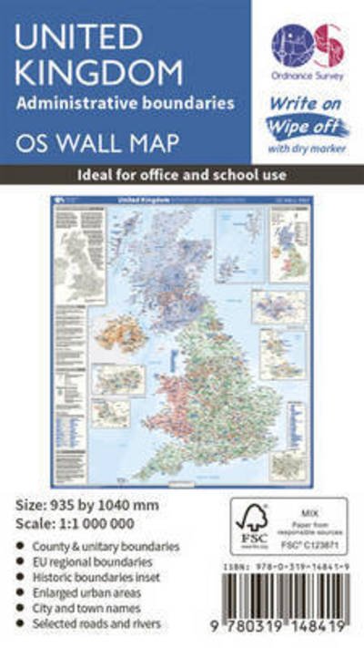 Cover for Ordnance Survey · United Kingdom Administrative Boundaries - OS Wall Map (Landkart) [February 2016 edition] (2016)