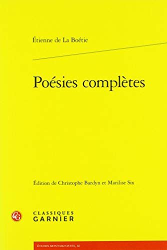 Cover for Etienne De La Boetie · Poesies Completes (Paperback Bog) (2018)