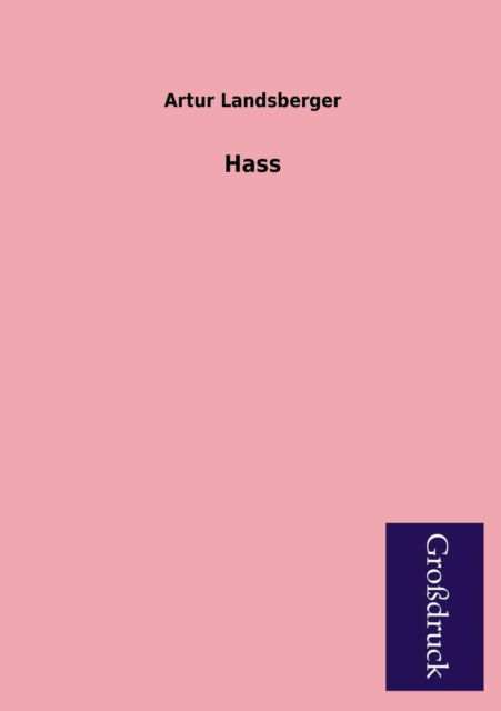 Cover for Artur Landsberger · Hass (Paperback Book) [German edition] (2013)