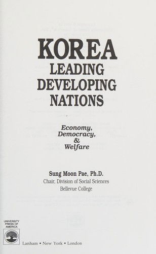 Cover for Sung Moon Pae · Korea Leading Developing Nations: Economy, Democracy and Welfare (Hardcover Book) (1992)