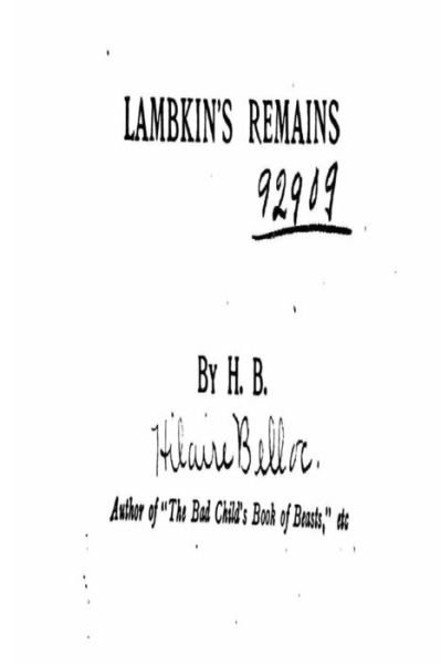 Cover for Hilaire Belloc · Lambkin's Remains (Paperback Bog) (2016)