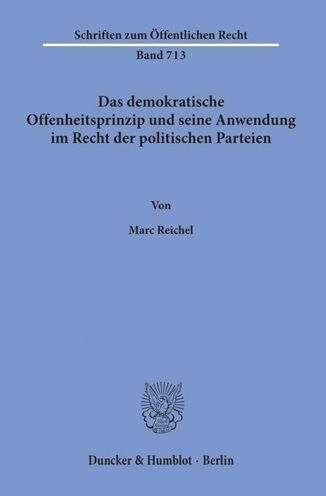 Cover for Reichel · Das demokratische Offenheitspri (Book) (1996)