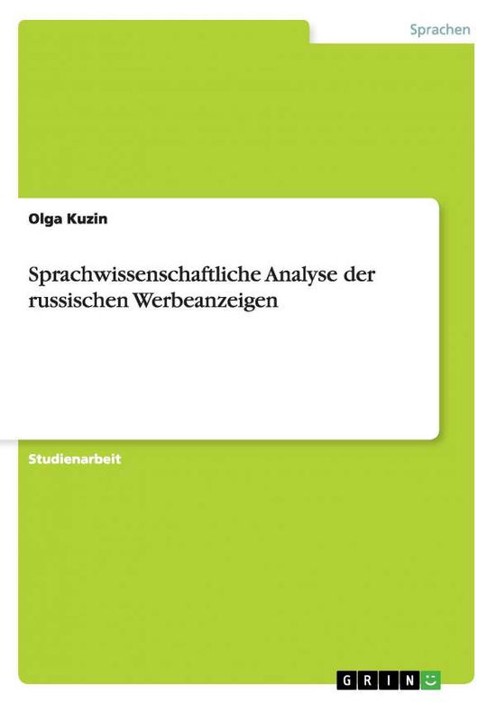 Cover for Kuzin · Sprachwissenschaftliche Analyse d (Book) [German edition] (2008)