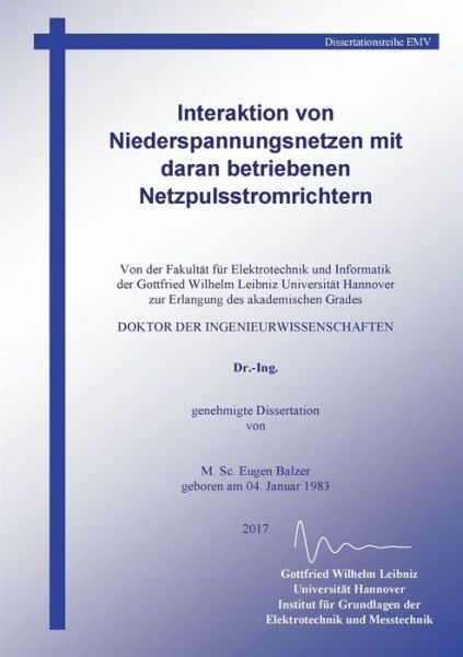 Cover for Balzer · Interaktion von Niederspannungsn (Buch) (2017)