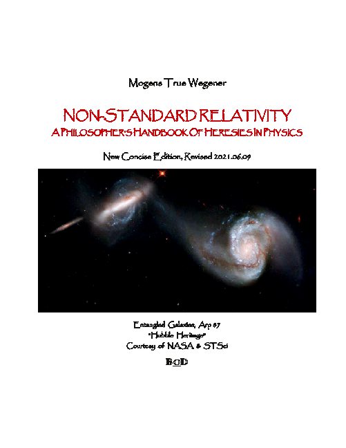 Cover for Mogens True Wegener; Mogens True Wegener; Mogens True Wegener; Mogens True Wegener · Non-Standard Relativity (Paperback Book) [1st edition] (2021)