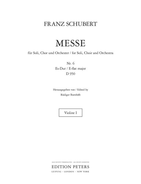 Cover for Franz Schubert · Mass in E flat major D 950 (Violin 1 Part) (Sheet music) (2010)