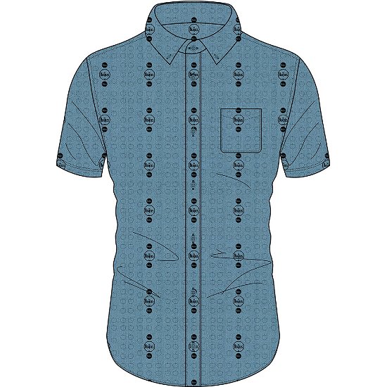 Cover for The Beatles · The Beatles Unisex Casual Shirt: Drum &amp; Apples All-Over-Print (Kläder) [size S] [Blue - Unisex edition]