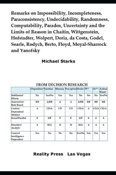 Remarks on Impossibility, Incompleteness, Paraconsistency, Undecidability, Randomness, Computability, Paradox, and Uncertainty - Michael Starks - Livros - INDEPENDENTLY PUBLISHED - 9781686385421 - 14 de agosto de 2019
