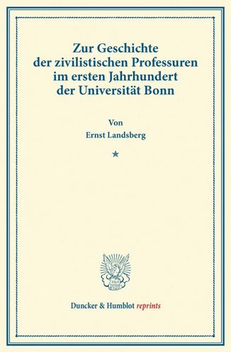 Cover for Landsberg · Zur Geschichte der zivilistis (Book) (2013)