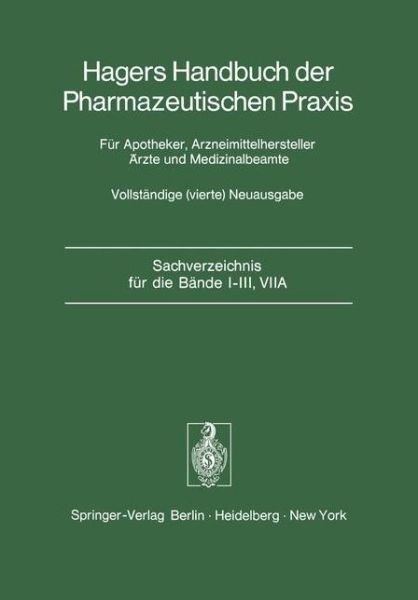 Cover for P H List · Sachverzeichnis fur die Bande I-III, VIIA - Handbuch der Pharmazeutischen Praxis - Vollstandige (4.) Neuausgabe (Pocketbok) [Softcover reprint of the original 4th ed. 1973 edition] (1973)