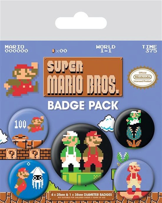 NINTENDO - Pack 5 Badges - Super Mario Bros - Badgepacks - Merchandise - AMBROSIANA - 5050293804422 - February 7, 2019