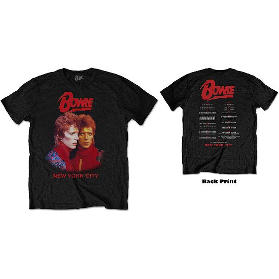David Bowie Unisex T-Shirt: New York City (Back Print) - David Bowie - Koopwaar -  - 5056368627422 - 