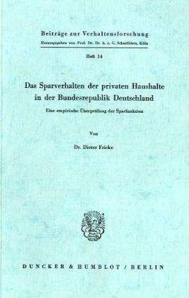 Cover for Fricke · Das Sparverhalten der privaten H (Bok) (1972)