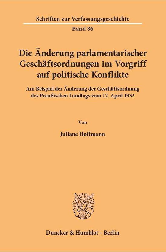 Die Änderung parlamentarischer - Hoffmann - Książki -  - 9783428155422 - 17 października 2018