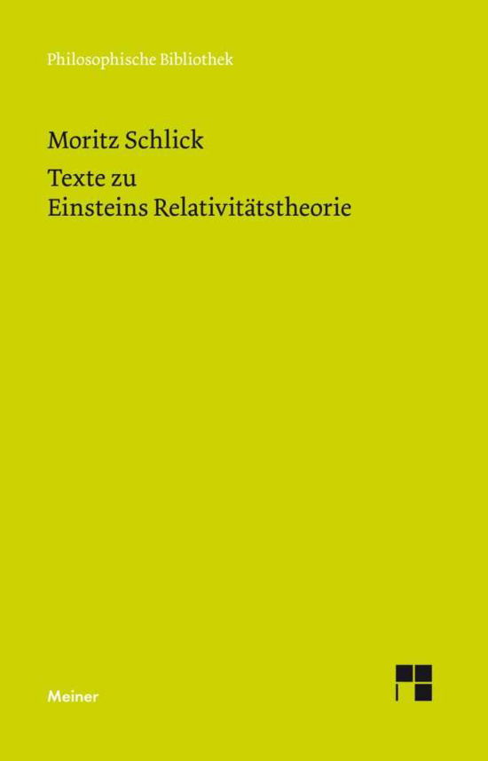 Cover for Schlick · Texte zu Einsteins Relativitäts (Buch)
