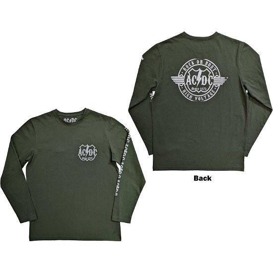 AC/DC Unisex Long Sleeve T-Shirt: Rock Or Bust (Back & Sleeve Print) - AC/DC - Merchandise -  - 5056561089423 - 