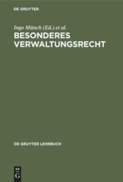 Cover for Ingo Munch · Besonderes Verwaltungsrecht (Hardcover Book) (1982)