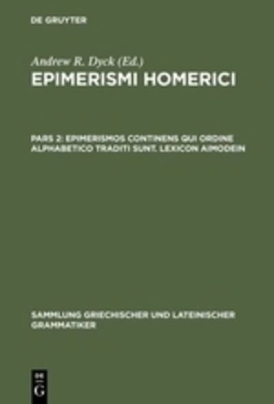 Cover for Andrew R Dyck · Epimerismos continens qui ordine alphab (Book) (1995)