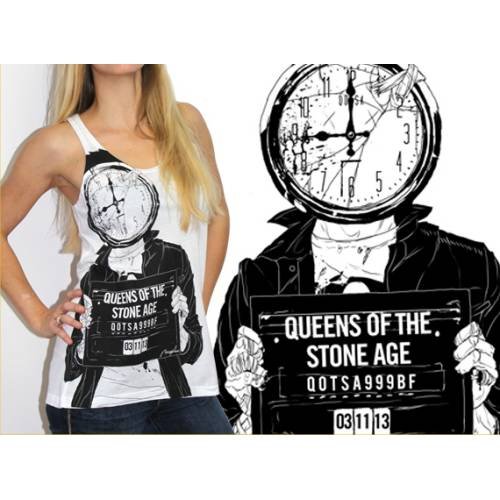 Queens Of The Stone Age Ladies Vest T-Shirt: Mugshot - Queens Of The Stone Age - Produtos - Lo-Fi Merchandise - 5055295380424 - 