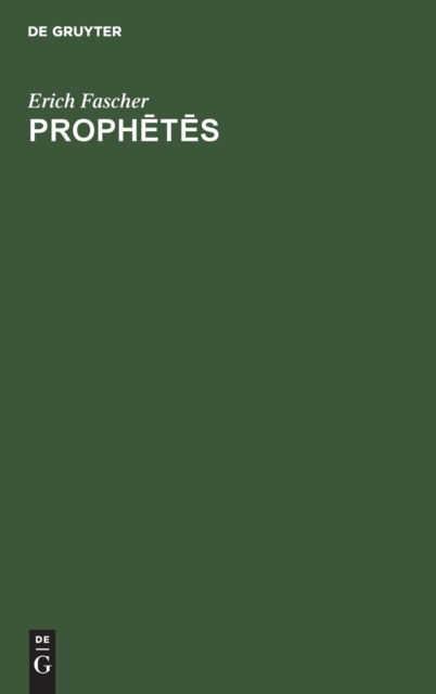 Cover for Erich Fascher · Prophetes (Book) (1927)
