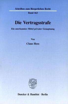 Cover for Hess · Die Vertragsstrafe. (Bog) (1993)