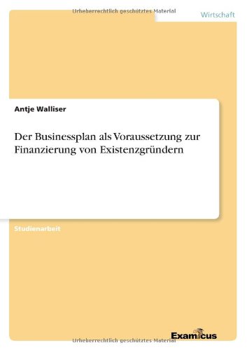 Cover for Walliser · Der Businessplan als Vorausset (Paperback Book) [German edition] (2012)