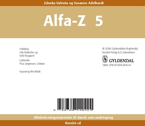 Cover for Zdenka Valenta; Susanne Adelhardt · Alfa-Z - Ny: Alfa-Z 5 Kursist-cd (CD) [1. Ausgabe] (2008)