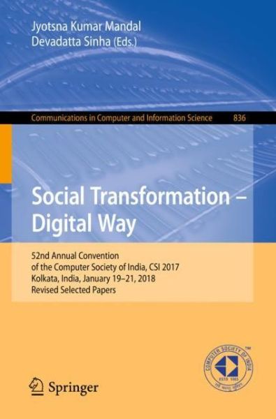 Cover for Social Transformation Digital Way (Book) [1st ed. 2018 edition] (2018)