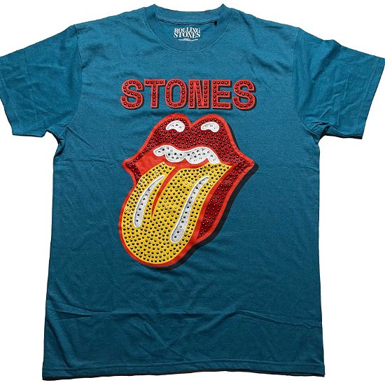 The Rolling Stones Unisex T-Shirt: Dia Tongue (Embellished) - The Rolling Stones - Merchandise -  - 5056561043425 - 