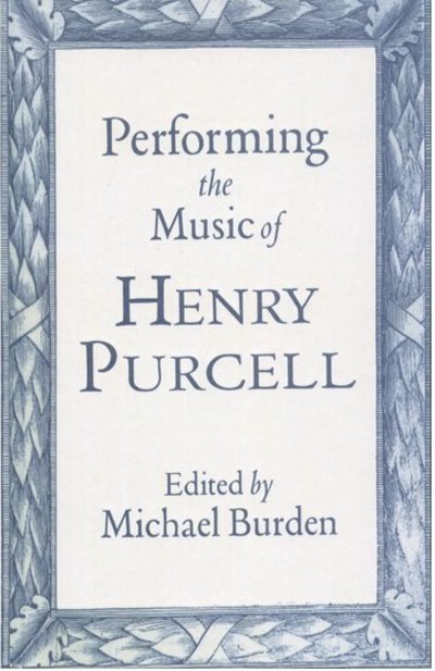 Cover for Burden · Performing the Music of Henry Purcell (Hardcover Book) (1996)