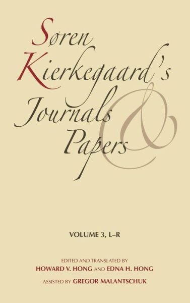 Cover for Soren Kierkegaard · Soren Kierkegaard's Journals and Papers, Volume 3: L-R (Inbunden Bok) (1975)