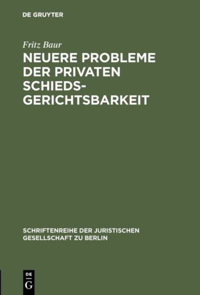 Cover for Baur · Neuere Probleme der privaten Schie (Book) (1979)