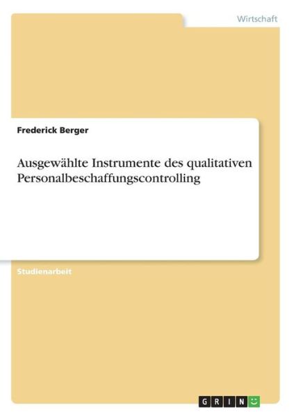 Cover for Berger · Ausgewählte Instrumente des qual (Buch) [German edition] (2013)