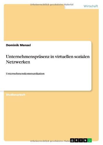 Cover for Menzel · Unternehmenspräsenz in virtuelle (Book) [German edition] (2012)