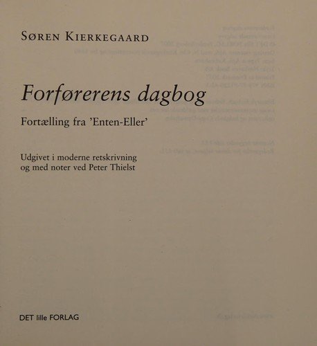 Cover for Kierkegaard · 16 × 17.: Forførerens dagbog (Sewn Spine Book) [2.º edición] (2007)
