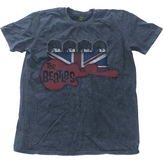 The Beatles Unisex T-Shirt: Guitar & Flag (Snow Wash) - The Beatles - Merchandise - MERCHANDISE - 5055979985426 - 27 februari 2017