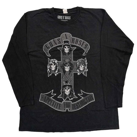 Cover for Guns N' Roses · Guns N' Roses Unisex Long Sleeve T-Shirt: Monochrome Cross (Wash Collection) (CLOTHES) [size M]