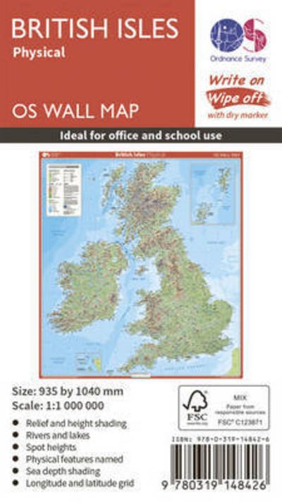 British Isles Physical - OS Wall Map - Ordnance Survey - Livros - Ordnance Survey - 9780319148426 - 24 de fevereiro de 2016