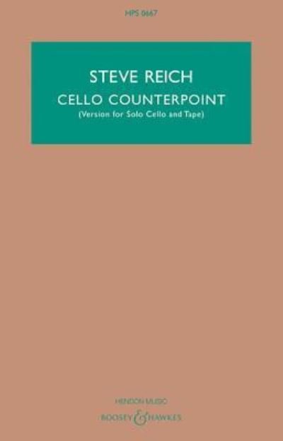 Cover for Steve Reich · Cello Counterpoint (Bok) (2017)