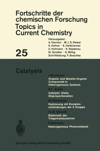 Cover for J Manassen · Catalysis - Topics in Current Chemistry (Paperback Book) (1972)