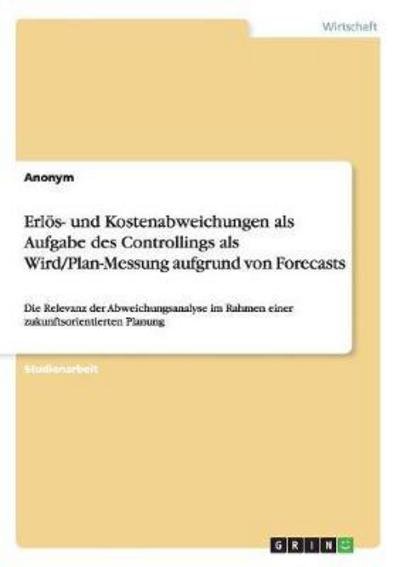 Cover for Anonym · Erlös- und Kostenabweichungen al (Bog) (2015)