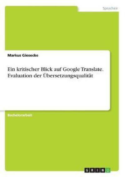 Cover for Giesecke · Ein kritischer Blick auf Googl (Buch)