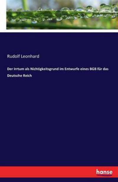 Cover for Leonhard · Der Irrtum als Nichtigkeitsgru (Book) (2020)