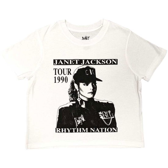 Cover for Janet Jackson · Janet Jackson Ladies Crop Top: Rhythm Nation (White) (CLOTHES)