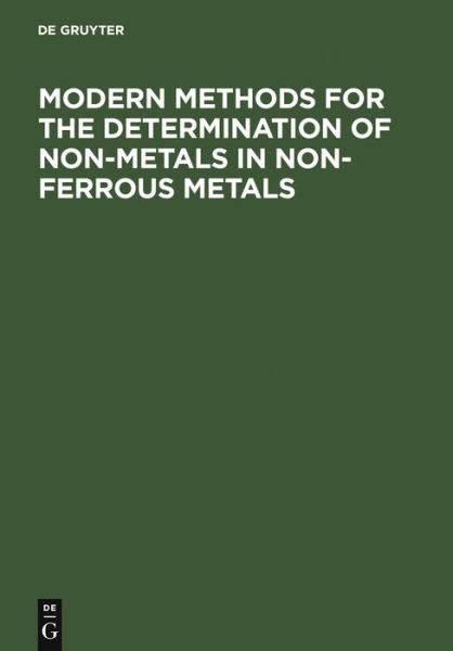 Cover for De Gruyter · Modern Methods for the Determination of (Book) (1985)