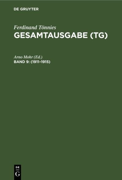 Cover for Herausgegeben Von Arno Mohr · Fardinand Tonnies Gesamtausgabe / Tg (Inbunden Bok) (2000)