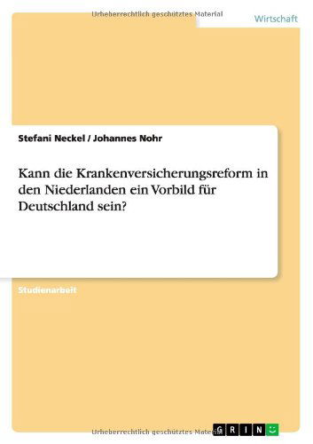 Cover for Neckel · Kann die Krankenversicherungsref (Bog) [German edition] (2012)