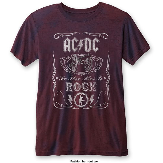 AC/DC Unisex Fashion Tee: Cannon Swig (Burn Out) - AC/DC - Koopwaar - Perryscope - 5055979981428 - 