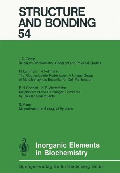 Cover for P H Connett · Inorganic Elements in Biochemistry - Structure and Bonding (Paperback Book) [Softcover reprint of the original 1st ed. 1983 edition] (2013)